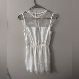 Crystal Doll White Polka Dot Overlay Dress